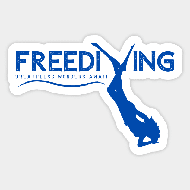 Freediving - Breathless Wonders Await | Freediving | Freediver | Ocean lover | Diver | Apnea Sticker by Punderful Adventures